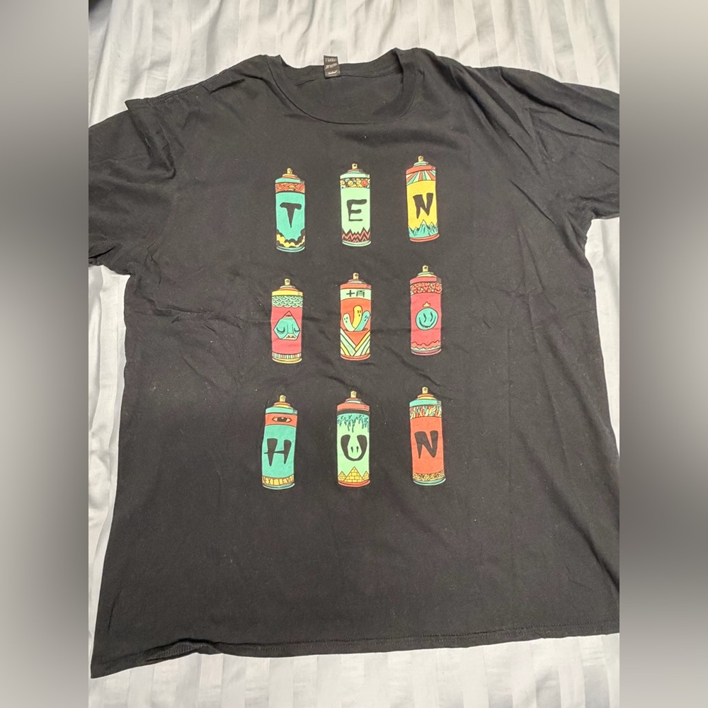 Anvil Black T-Shirt with Colorful Graphic